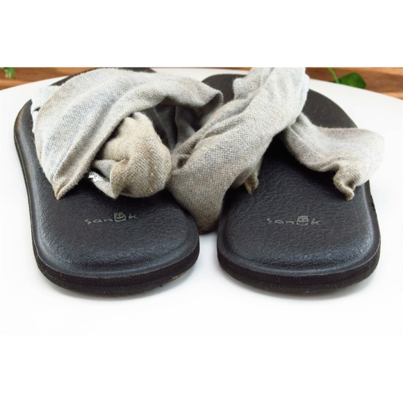 Sanuk Sz 9 M Gray Slingback Fabric Women Sandals - Picture 6 of 9